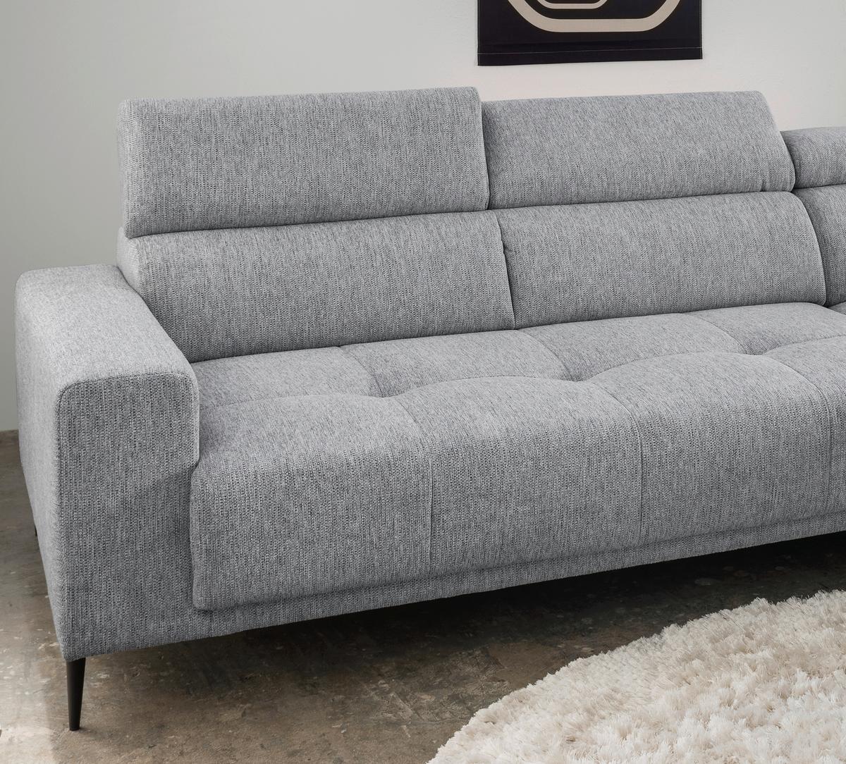 Ecksofa Intera Silberfarben S: 276x188 Cm - Silberfarben/Schwarz, KONVENTIONELL, Textil (276/188cm) - Livetastic