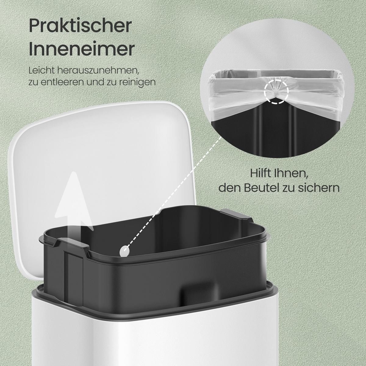 Abfallsammler Weiß B: 34,5 Cm - Schwarz/Weiß, Basics, Kunststoff/Metall (34,5/62/32,5cm)