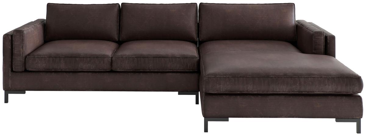 Ecksofa Packo Dunkelbraun S: 265x160 cm - Dunkelbraun/Schwarz, Design, Textil (265/160cm) - Livetastic