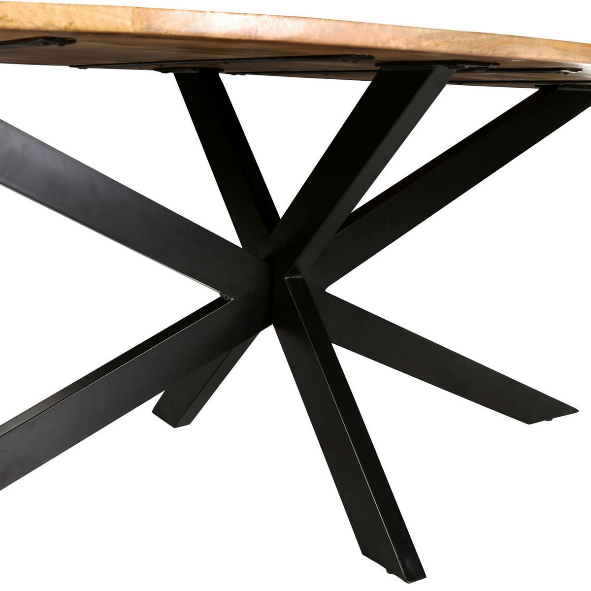 Esstisch Chuck - Schwarz/Naturfarben, Design, Holz/Metall (180/90/76cm) - Livetastic