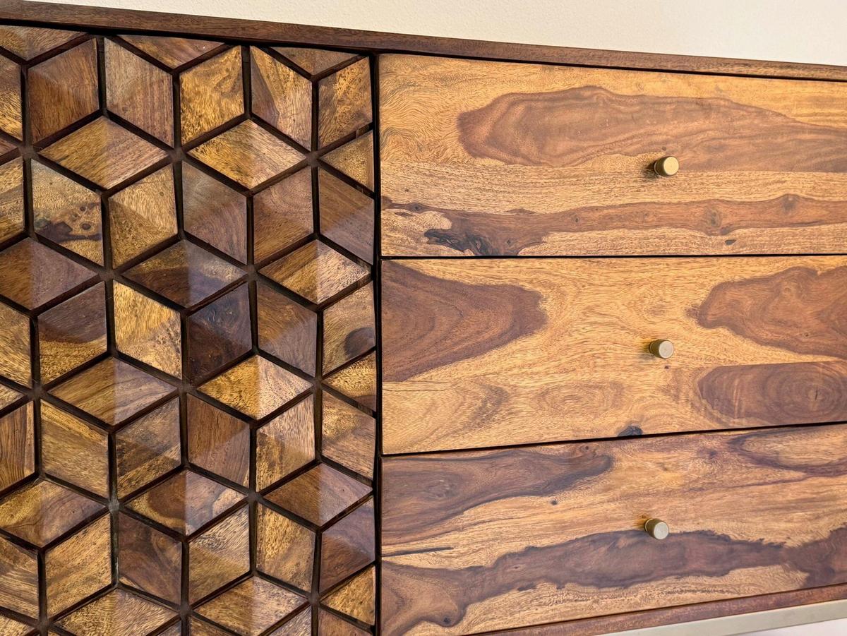 Sideboard Sheeshamfarben B: 180cm - Goldfarben/Sheeshamfarben, Natur, Holz (180/70/40cm) - Livetastic