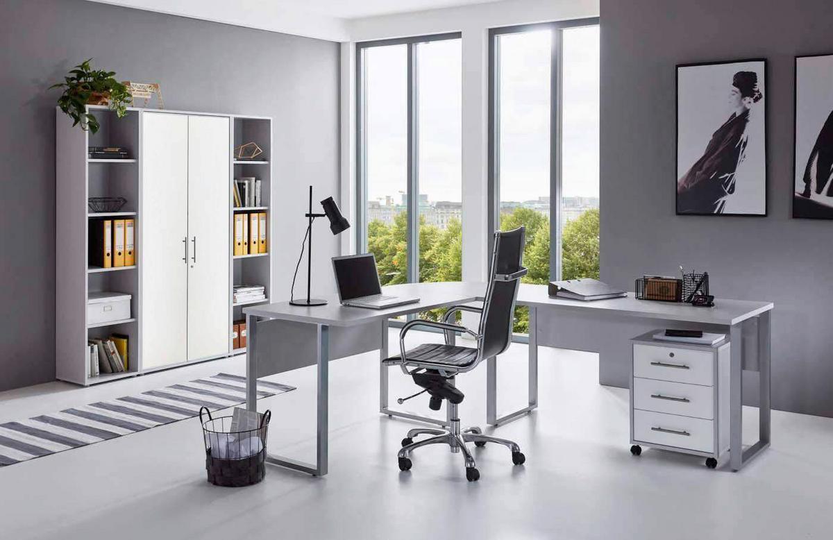 Büro Office Edition Grau/weiß - Weiß/Grau, MODERN, Holzwerkstoff - MID.YOU