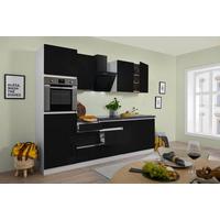 Küchenzeile Premium m. Geräten 270 cm Schwarz/Weiß Hochglanz - Schwarz/Braun, MODERN, Holzwerkstoff (270cm) - Respekta