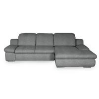 Ecksofa Isona Dunkelgrau Chenille - Chromfarben/Dunkelgrau, Design, Textil (286/165cm) - Livetastic