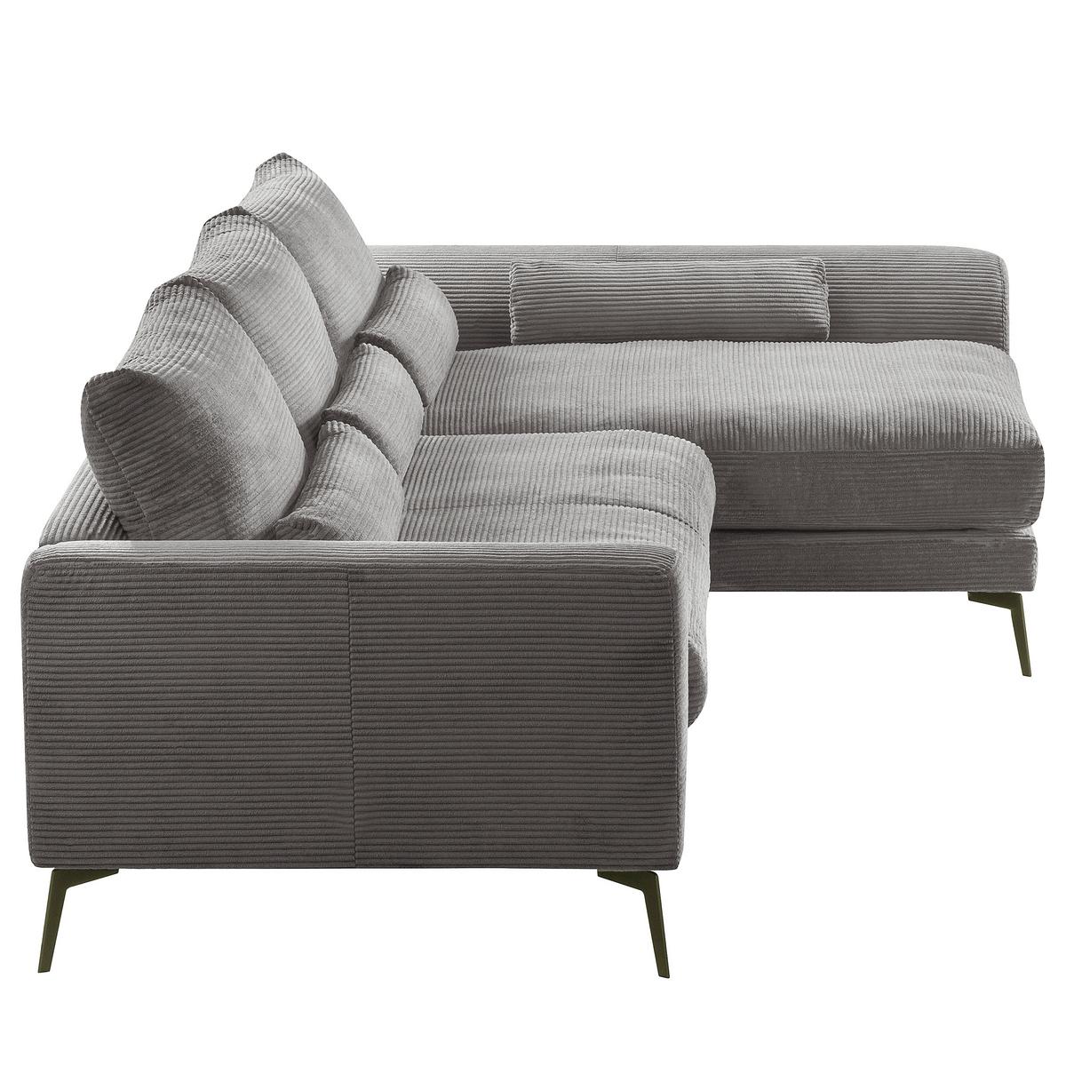 Ecksofa Berlin Cord Grau 313x172 cm - Schwarz/Grau, Design, Textil (313/172cm) - P & B