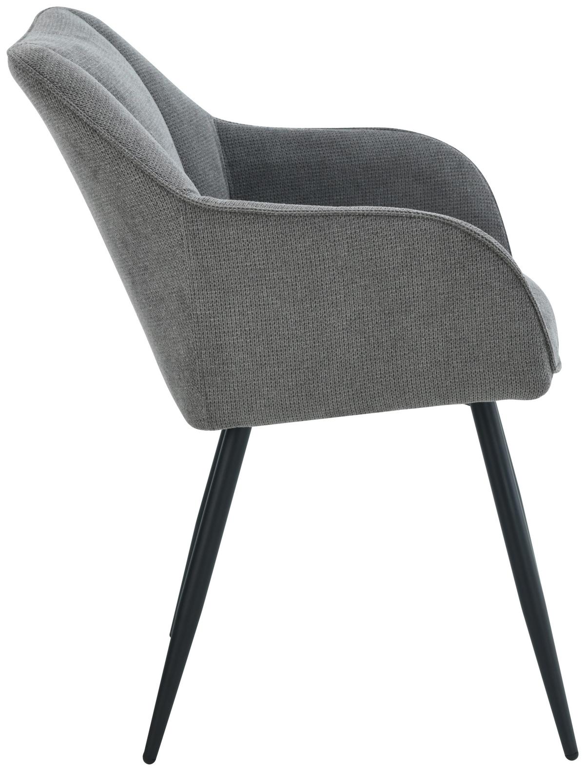 Armlehnstuhl Caro Grau Gepolstert - Schwarz/Grau, KONVENTIONELL, Holz/Textil (55/83/61cm) - Nedis SmartLife