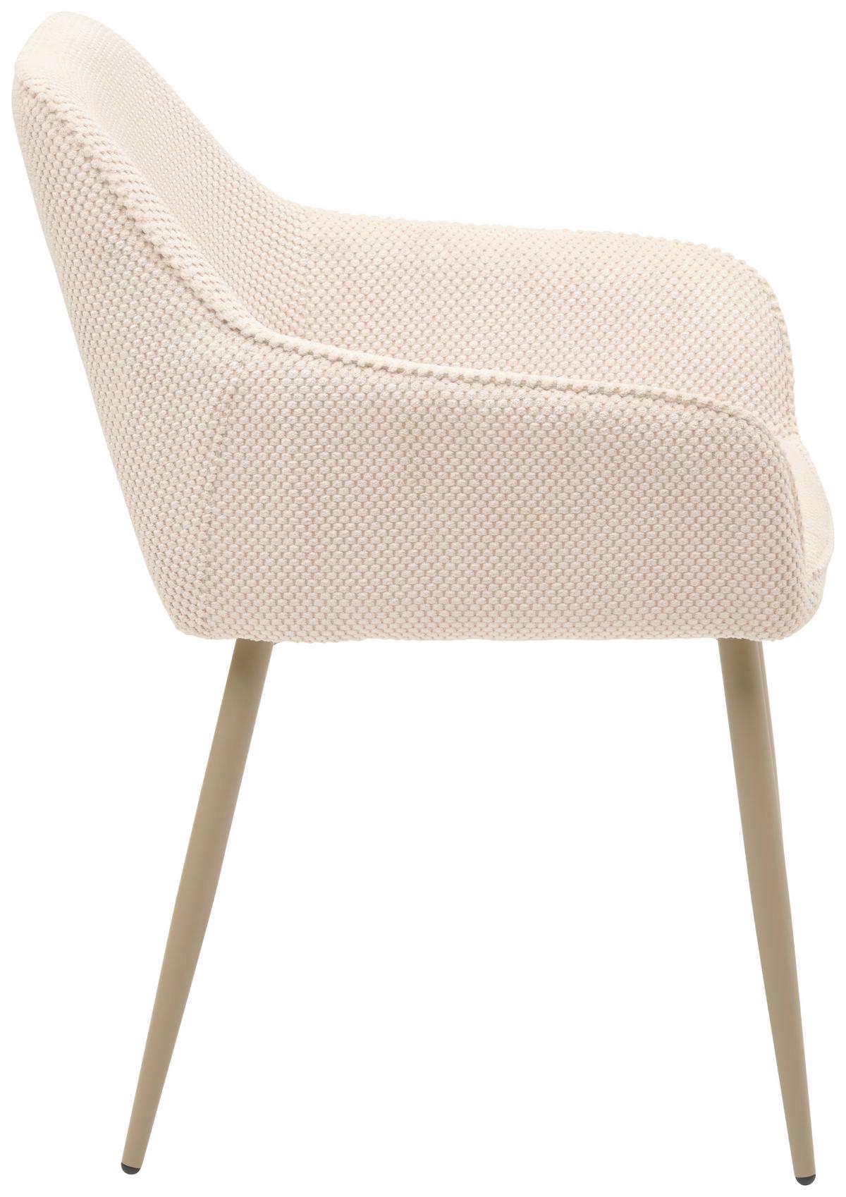 Armlehnstuhl Cora Webstoff Beige, B: 56 cm - Beige, KONVENTIONELL, Textil/Metall (56/81/61cm) - MID.YOU