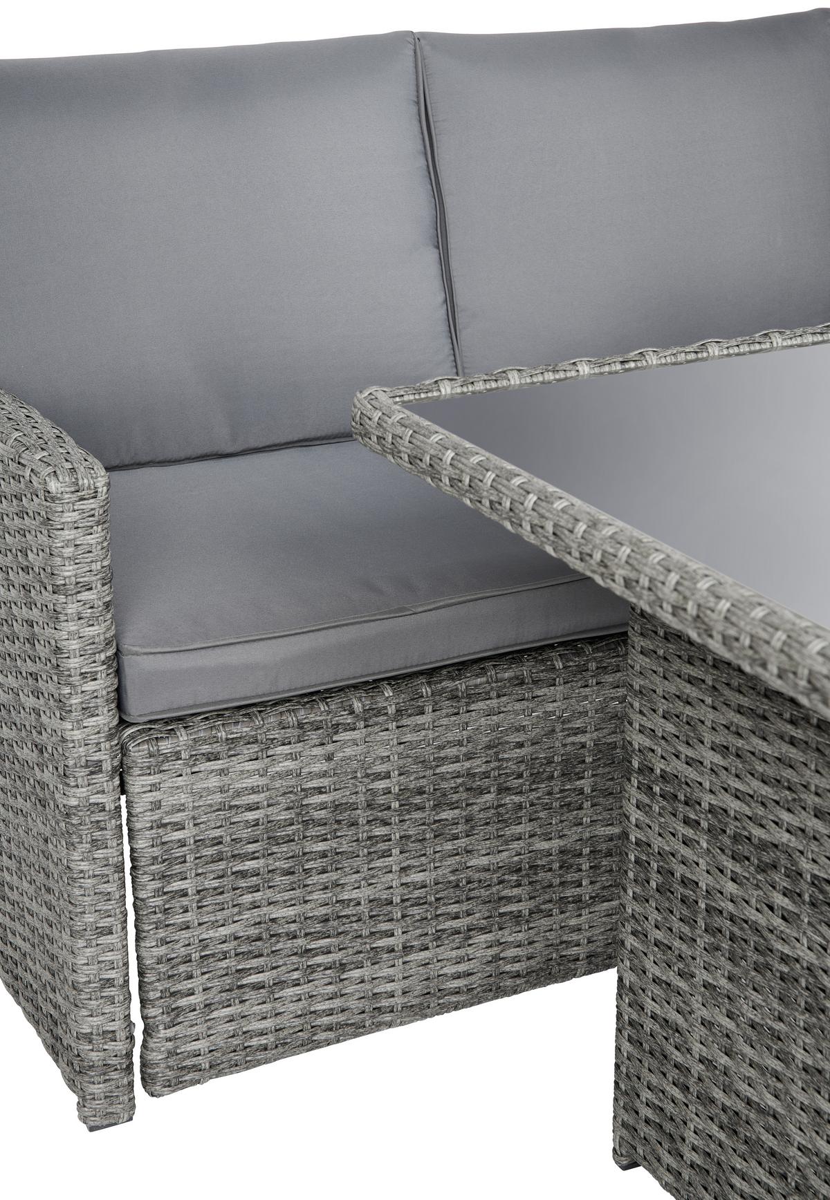 Lounge Garnitúra Malta - sötétszürke/szürke, Modern, műanyag/Üveg (145/68/70cm) - Beldano