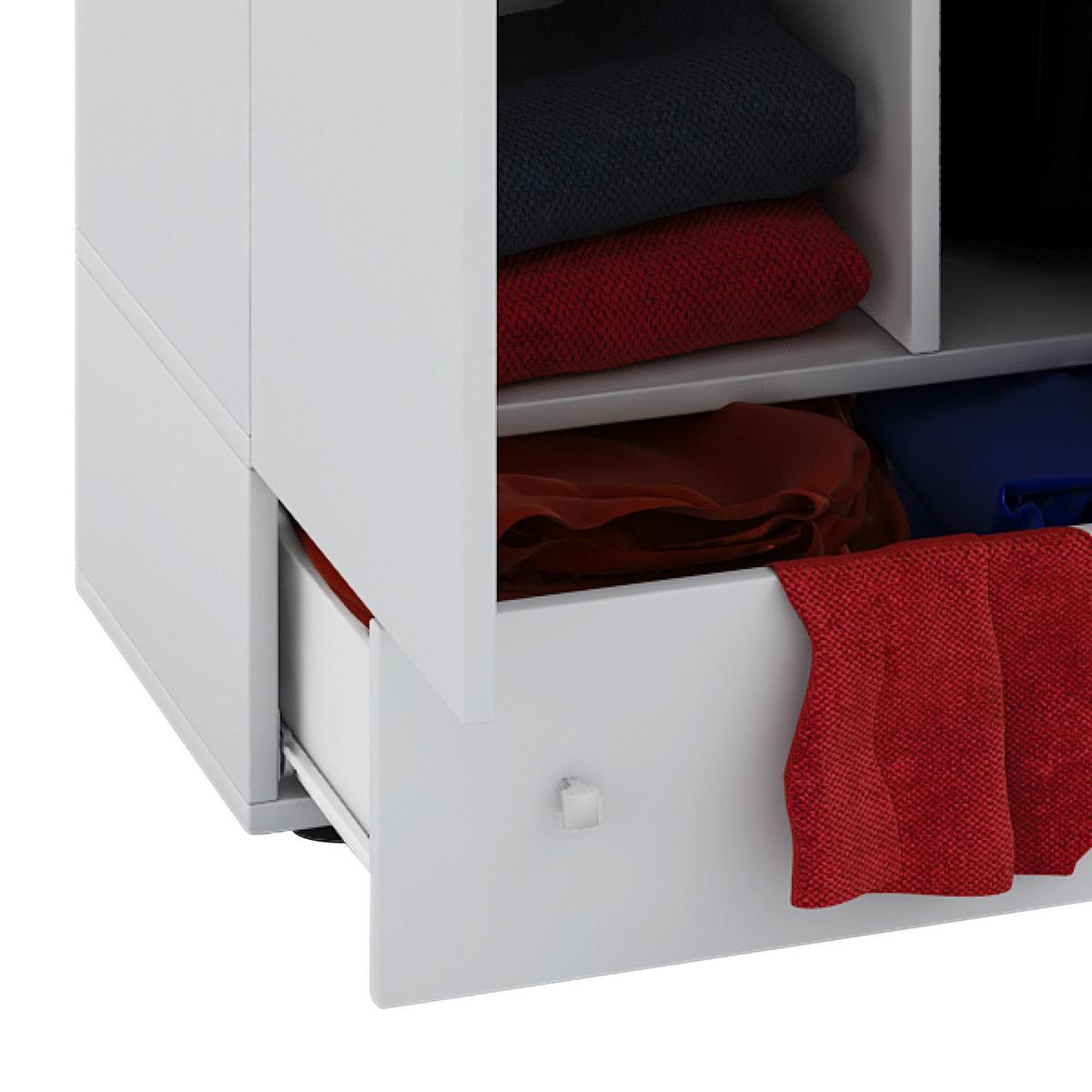 Víceúčelová skříň VANDOL, nástavba se zásuvkou, bílá - bílá/černá, Moderní, kompozitní dřevo/plast (70/238/39cm) - MID.YOU