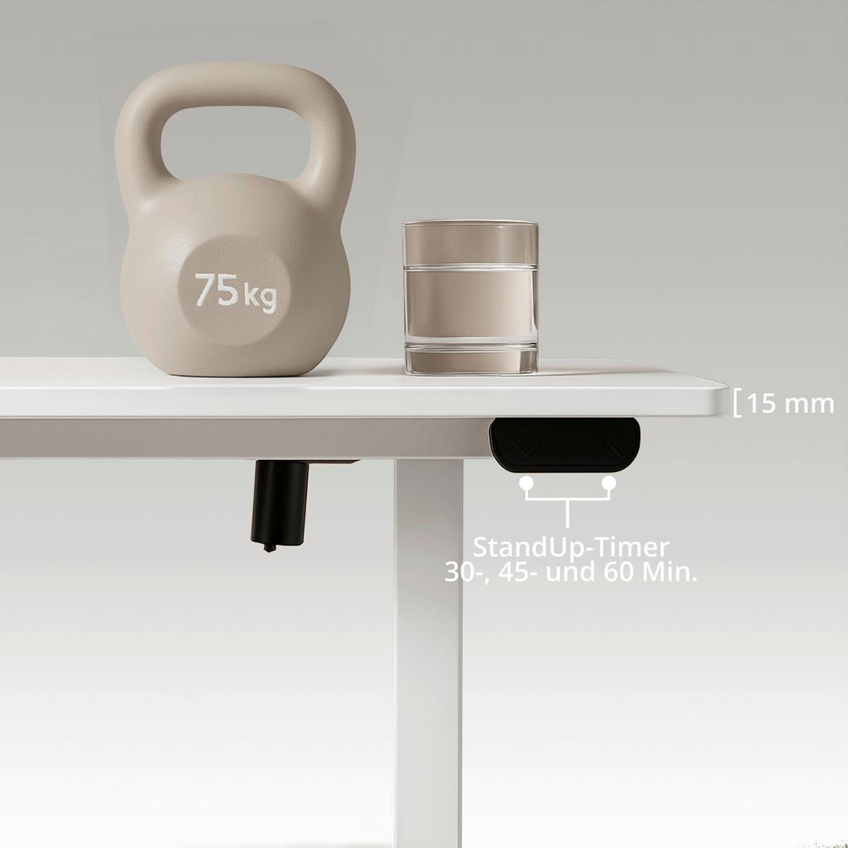 SCHREIBTISCH Worktime Weiß L: 120cm - Weiß, MODERN, Holz/Metall (120/60/72-110cm) - MID.YOU