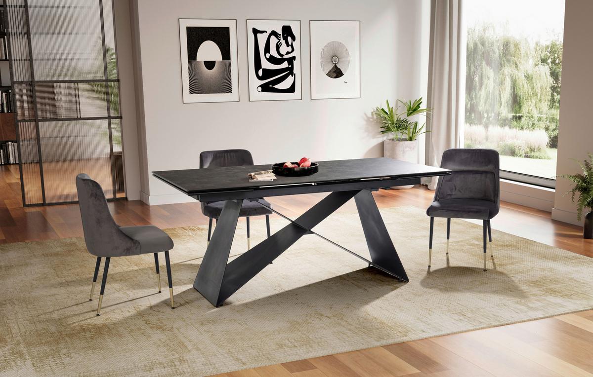 Esstisch Schwarz L: 180 cm - Schwarz, Design, Keramik/Metall (180/95/78cm) - MID.YOU