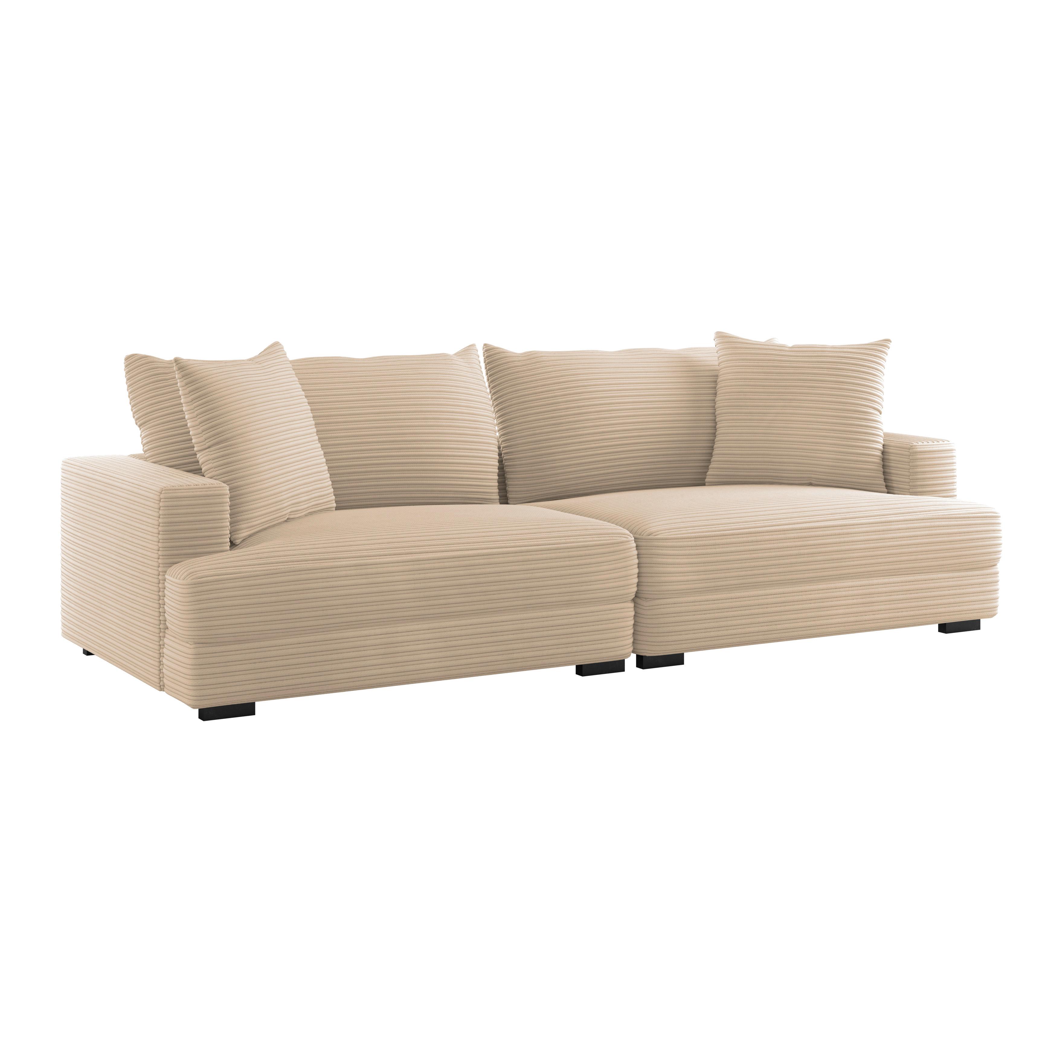 Megasofa Pelle mit Kissen B: 261 cm Creme Cord - Wengefarben/Creme, Trend, Textil (261/83/124cm) - Luca Bessoni
