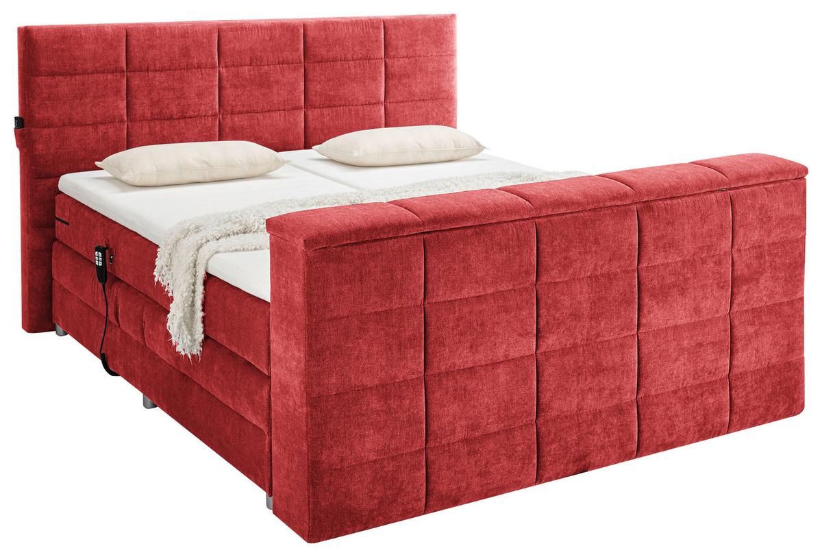 Boxspringbett Mit Topper 180x200 Cm Denver - Rot, KONVENTIONELL, Textil (180/200cm) - Carryhome
