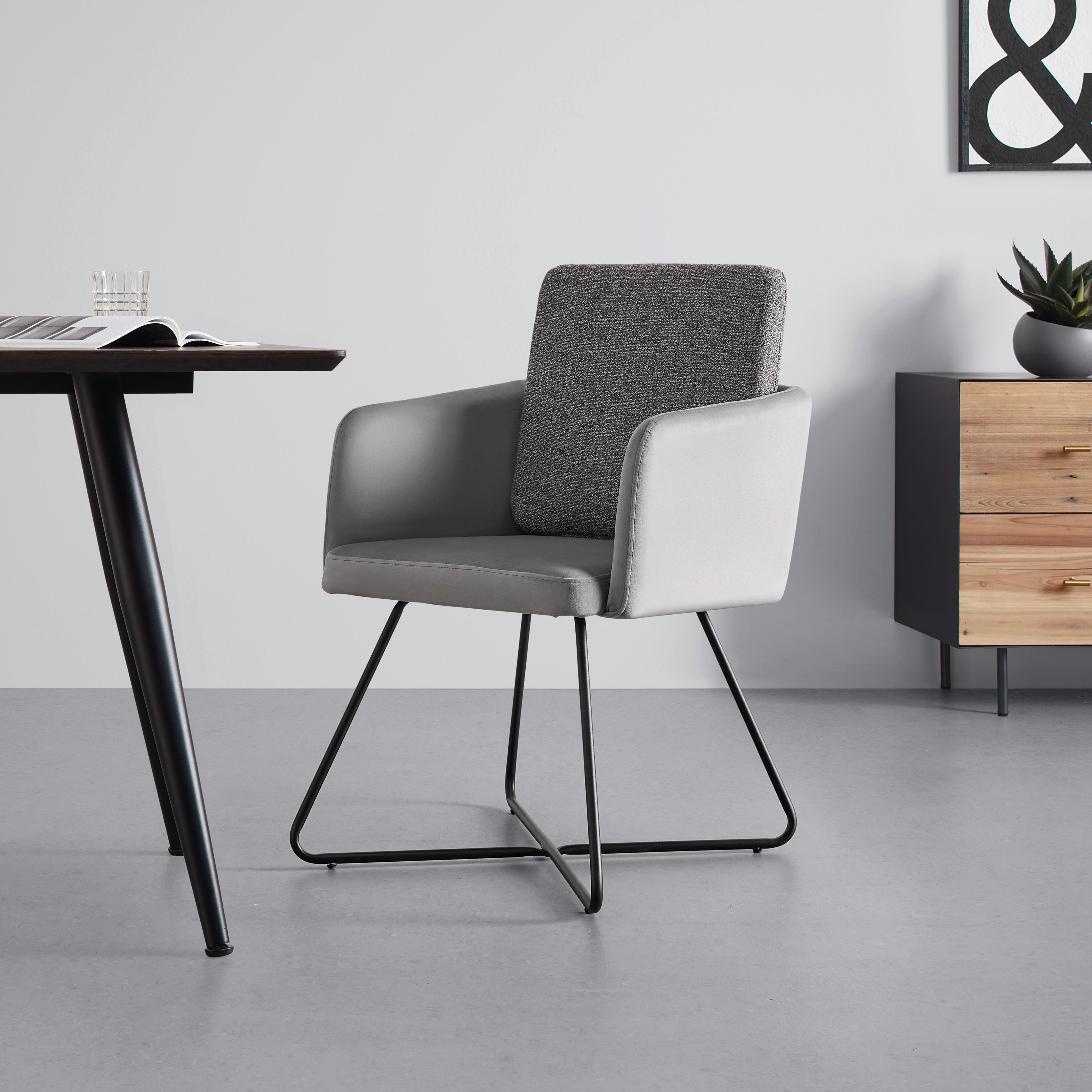 Židle MALIA šedá - šedá/černá, Moderní, kov/textil (57/72,5/61cm) - Bessagi Home