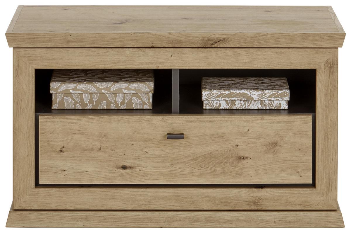 Garderobenbank Harvey B: 85,2 cm Lade + Fächer, Eiche Dekor - Eichefarben/Anthrazit, LIFESTYLE, Holzwerkstoff (85,2/50,5/38,5cm)