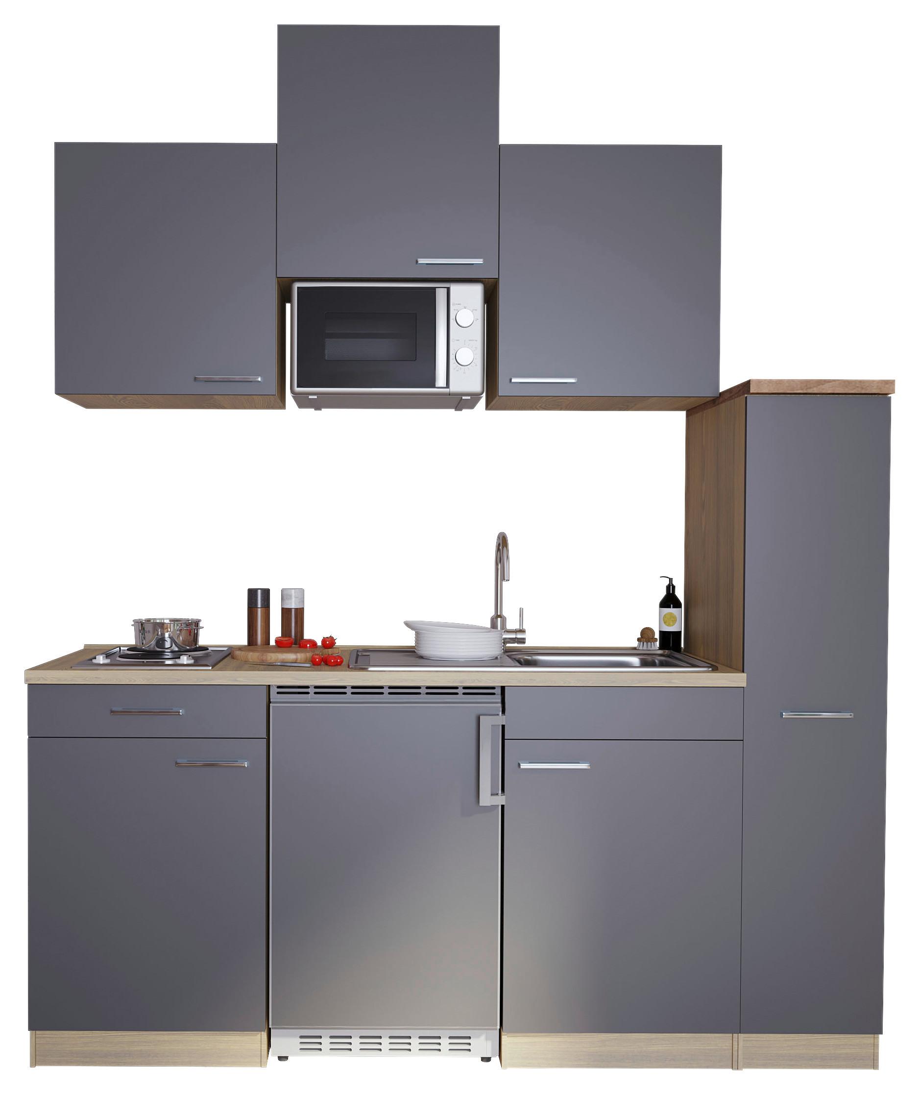 Küchenblock Luis Singleküche 180 cm - Eichefarben/Grau, Basics, Holzwerkstoff (180cm) - Respekta