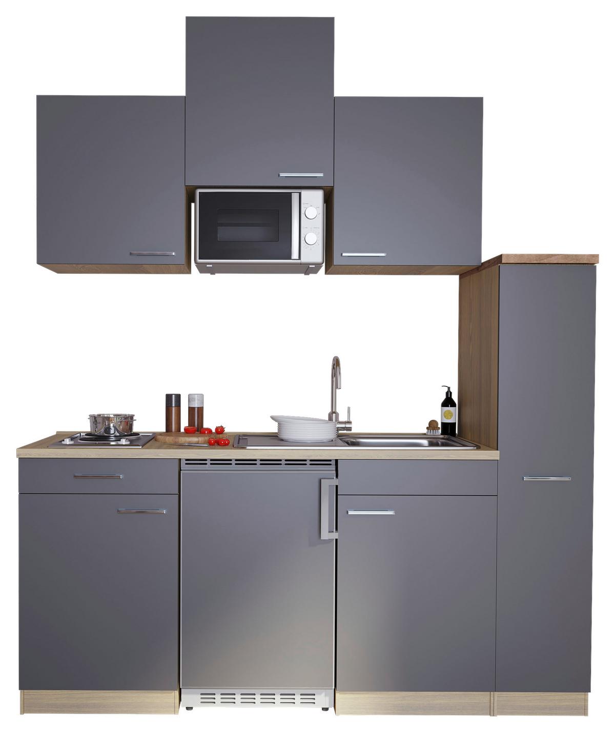Küchenblock Luis Singleküche 180 Cm - Eichefarben/Grau, Basics, Holzwerkstoff (180cm) - Respekta