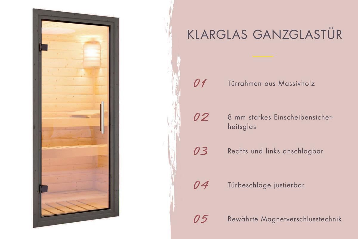 Saunahaus Areluna 2 219/244/287 cm - Schwarz, Basics, Holz (219/244/287cm)