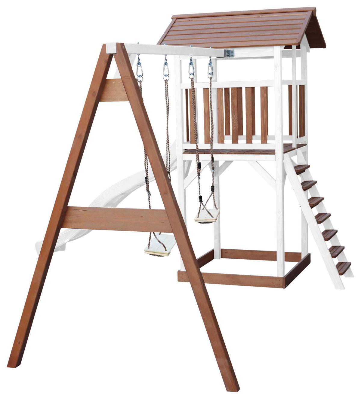 Spielturm A025.122.91 - Braun/Weiß, KONVENTIONELL, Holz/Kunststoff (356,6/241,9/349cm) - Ambia Garden