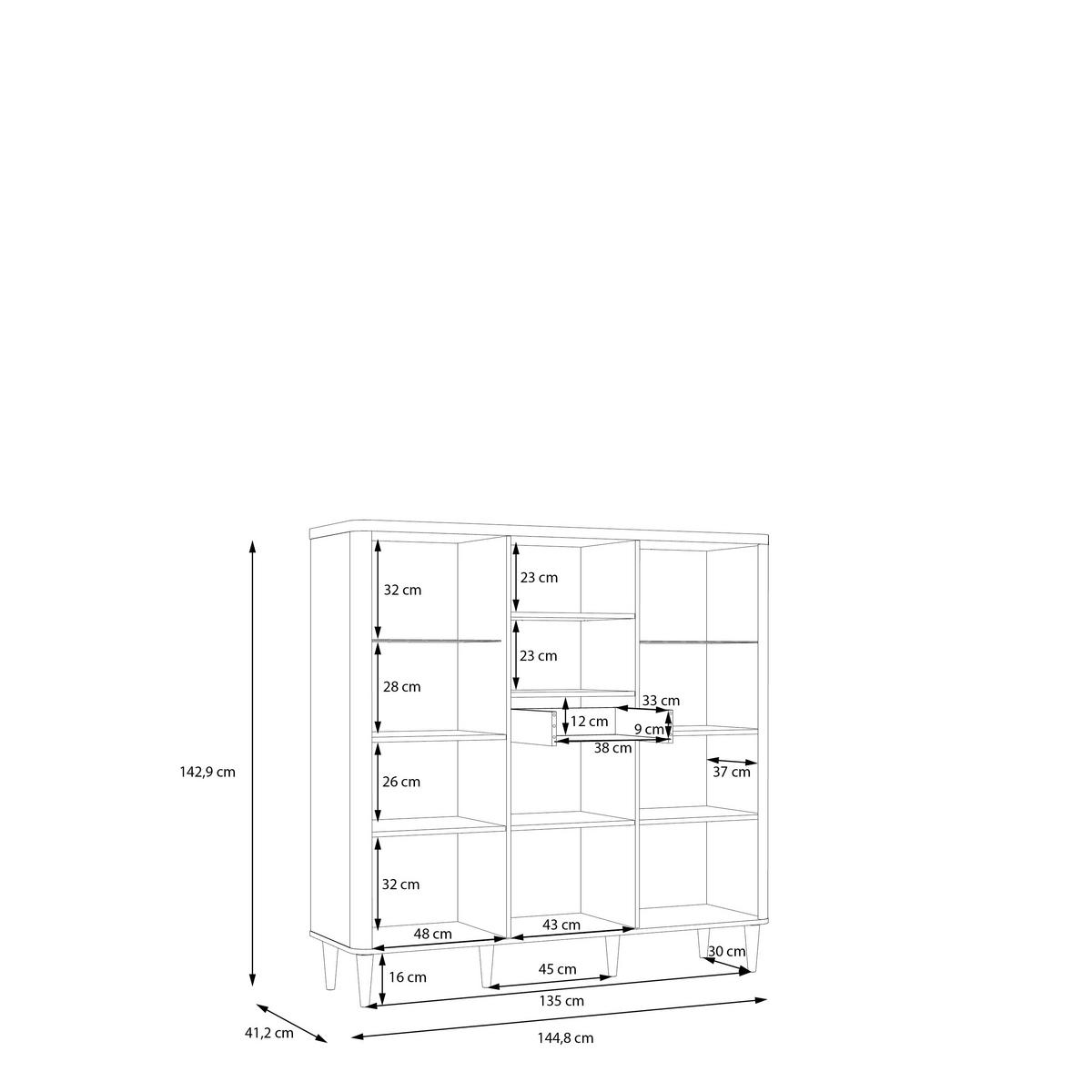 VITRÍNA LACETTI - piesková/farba duba, Modern, kompozitné drevo/sklo (144,8/142,9/41,2cm)