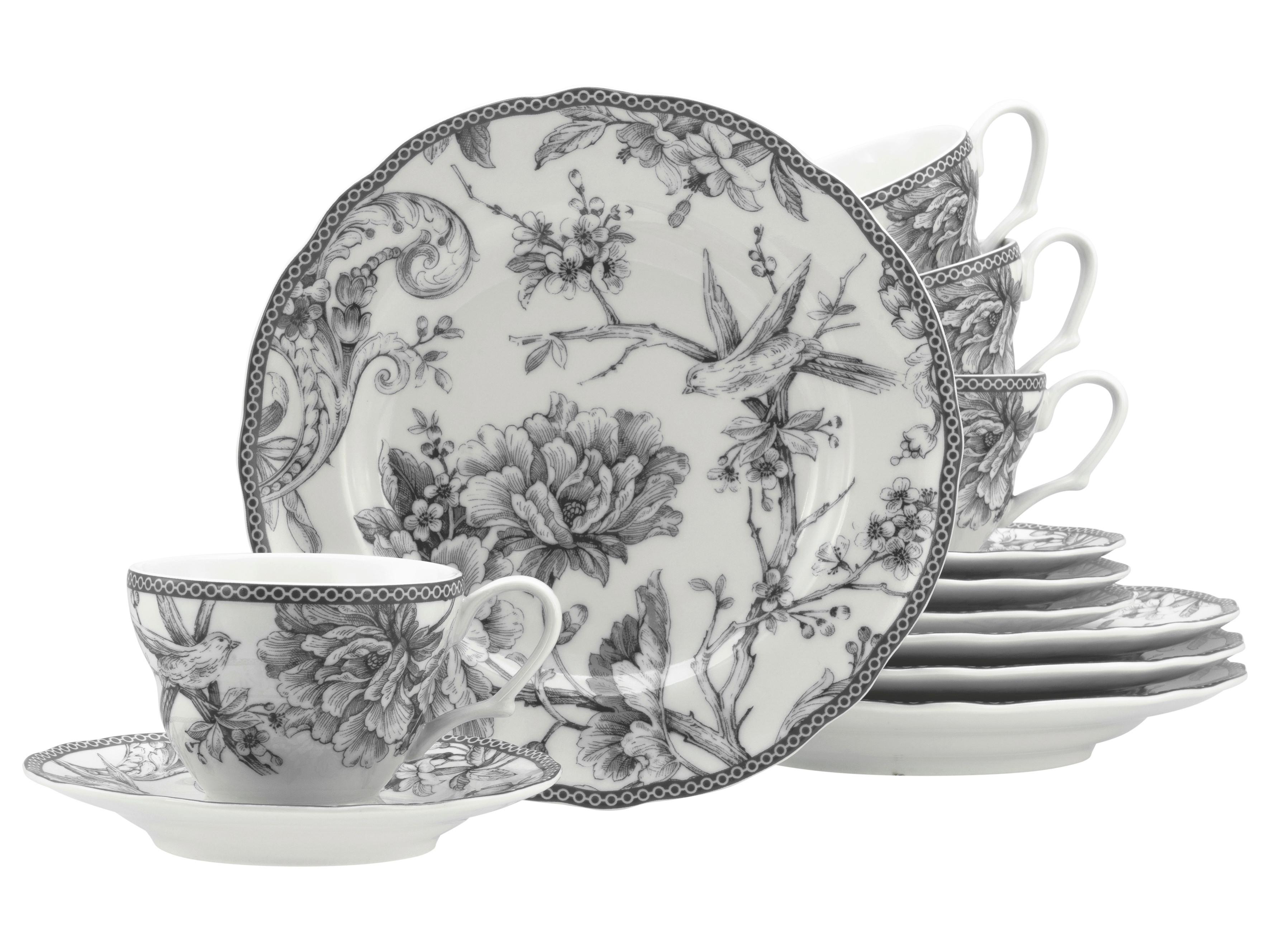 KAFFEESERVICE Grau, Weiß, 12--Teilig. - Weiß/Grau, Basics, Keramik - Creatable