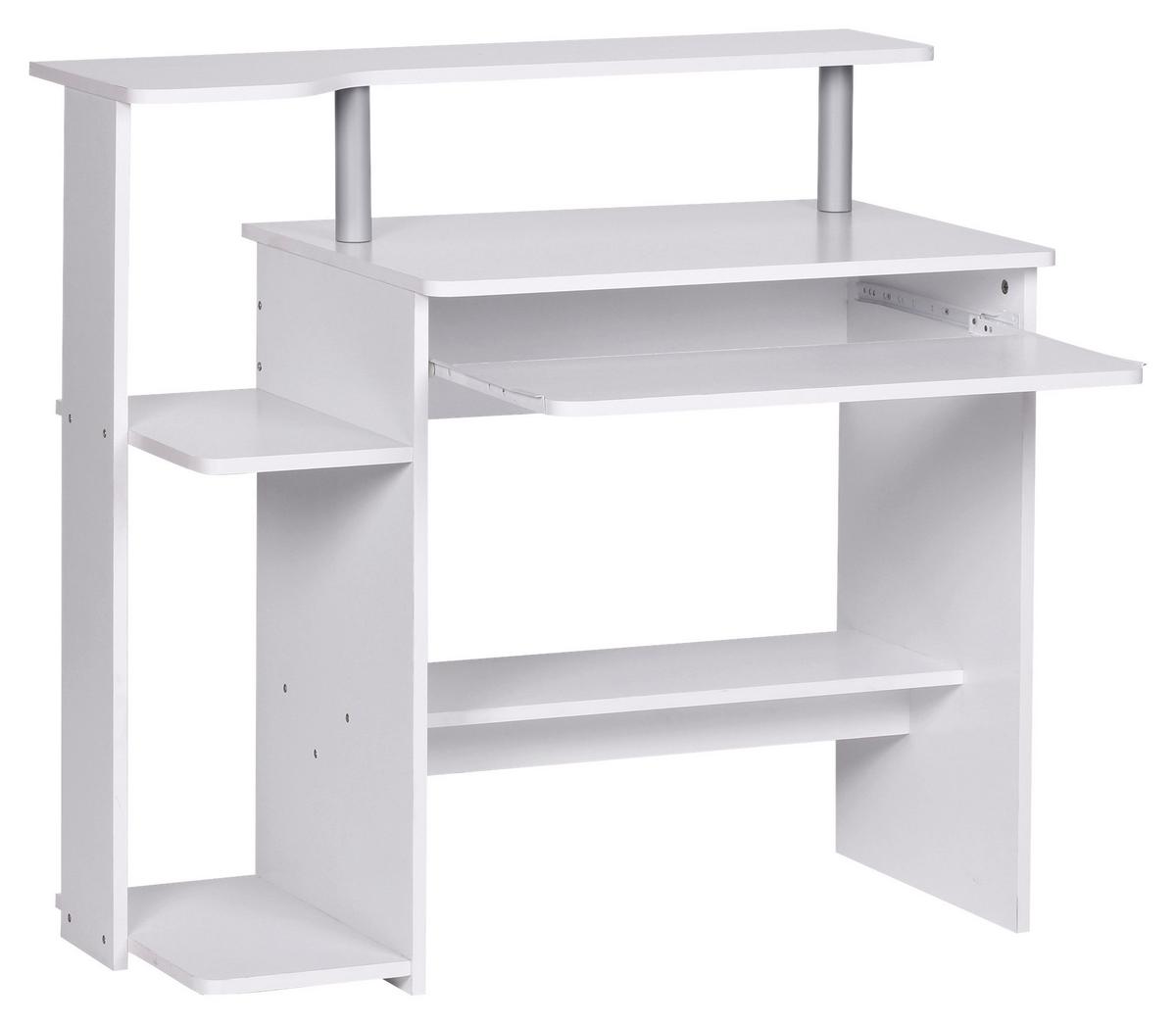 Computertisch mit Ablagefächer B 94cm H 90,5cm, Weiß - Weiß, KONVENTIONELL, Holzwerkstoff (94/48,5/90,5cm) - MID.YOU