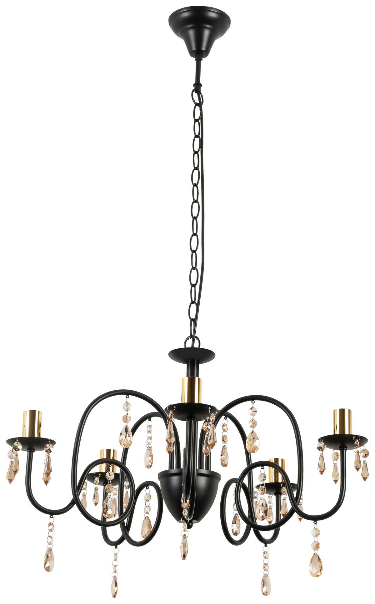 Závesné svítidlo Kristina, E14 max. 40W - čierna/jantárová, Modern, kov/sklo (60/120cm) - Modern Living