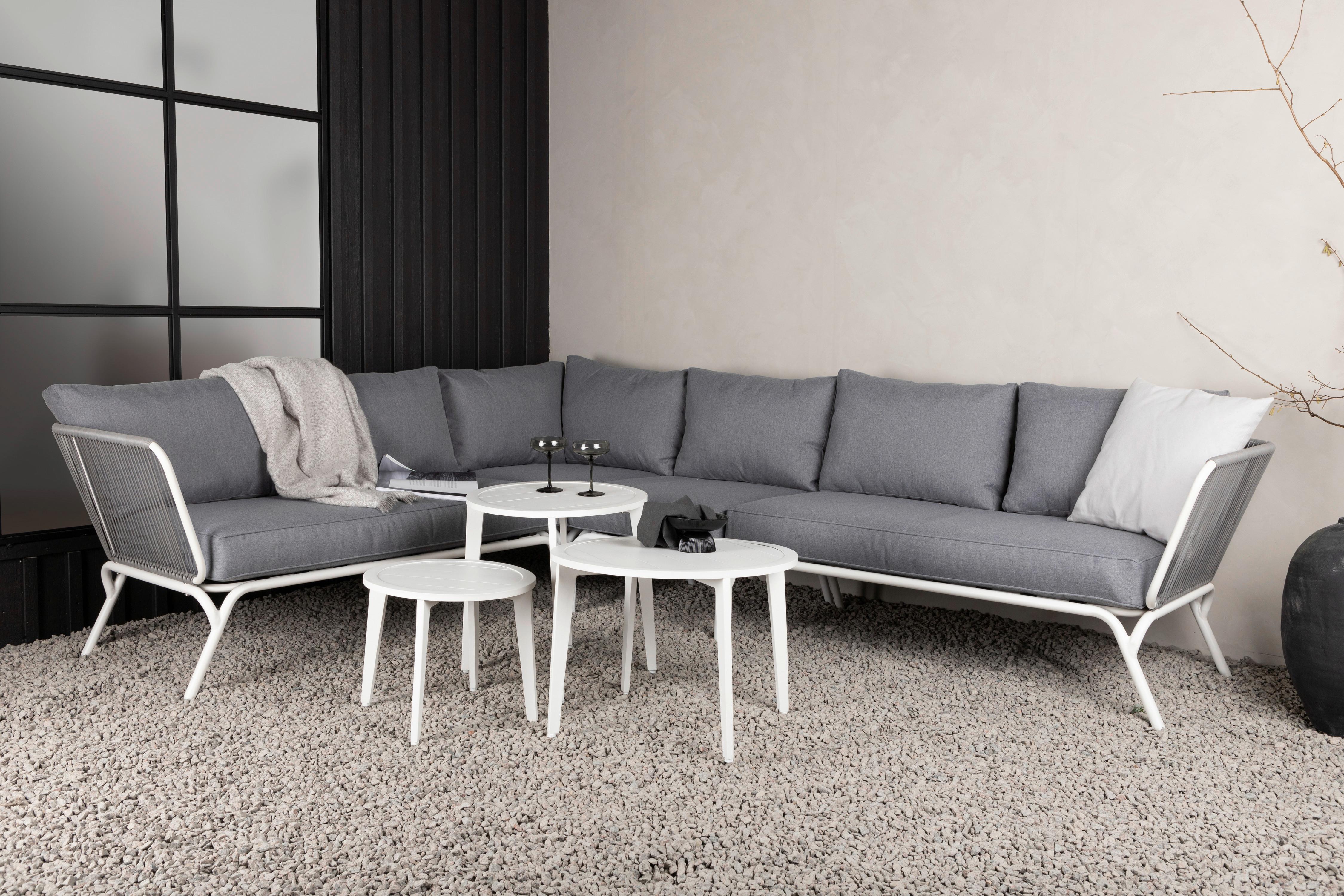 Loungegarnitur 4-tlg Roxo Metall/textil Mit Kissen - Weiß/Grau, KONVENTIONELL, Textil/Metall - Gardenson