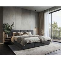 Familienbett Domino Combo Mit 3 Bettkasten Anthrazit 210x200 - Anthrazit/Schwarz, MODERN, Holz/Holzwerkstoff (210/200cm) - MID.YOU