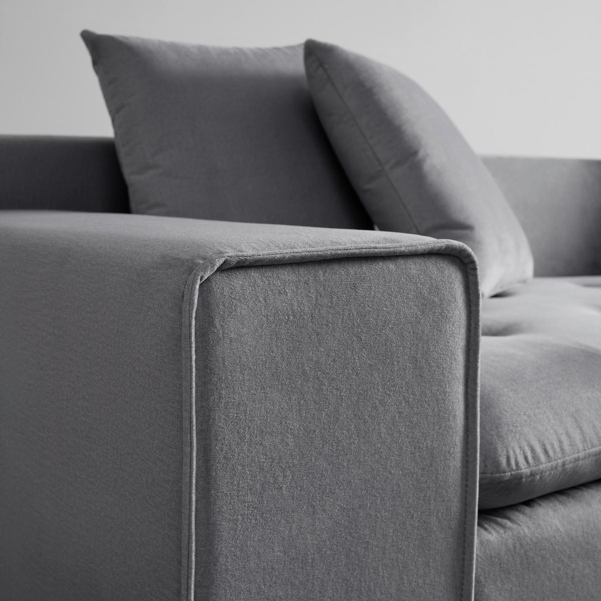 Sedací souprava AVA - světle šedá/přírodní barvy, Moderní, dřevo/textil (251/62/154cm) - Bessagi Home