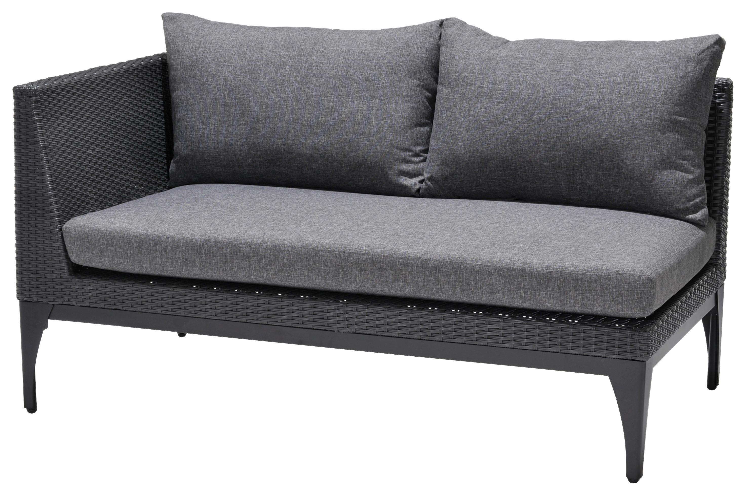 Loungesofa Infinity Aus Kunststoffgeflecht Mit Kissen - Anthrazit/Schwarz, Basics, Kunststoff/Metall (227/58/83cm)