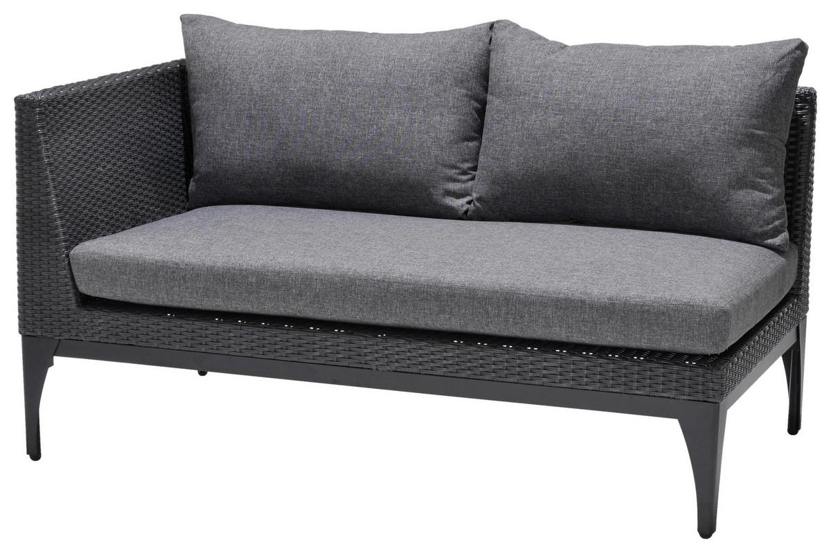 Loungesofa Infinity Aus Kunststoffgeflecht mit Kissen - Anthrazit/Schwarz, Basics, Kunststoff/Metall (227/58/83cm)