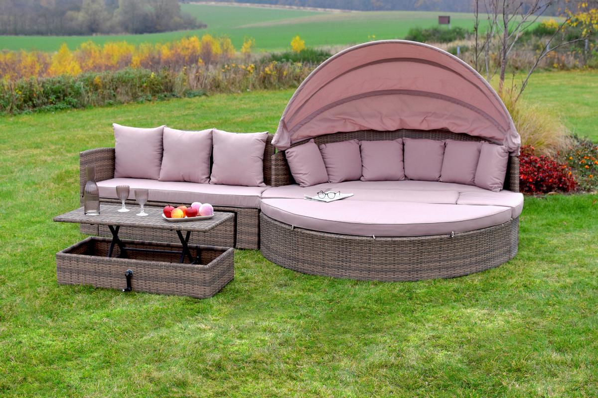 Gartenmöbel Set 8-tlg Riva Aus Kunststoff Mit Kissen - Naturfarben, MODERN, Kunststoff/Metall (180/147/183cm) - Gardenson