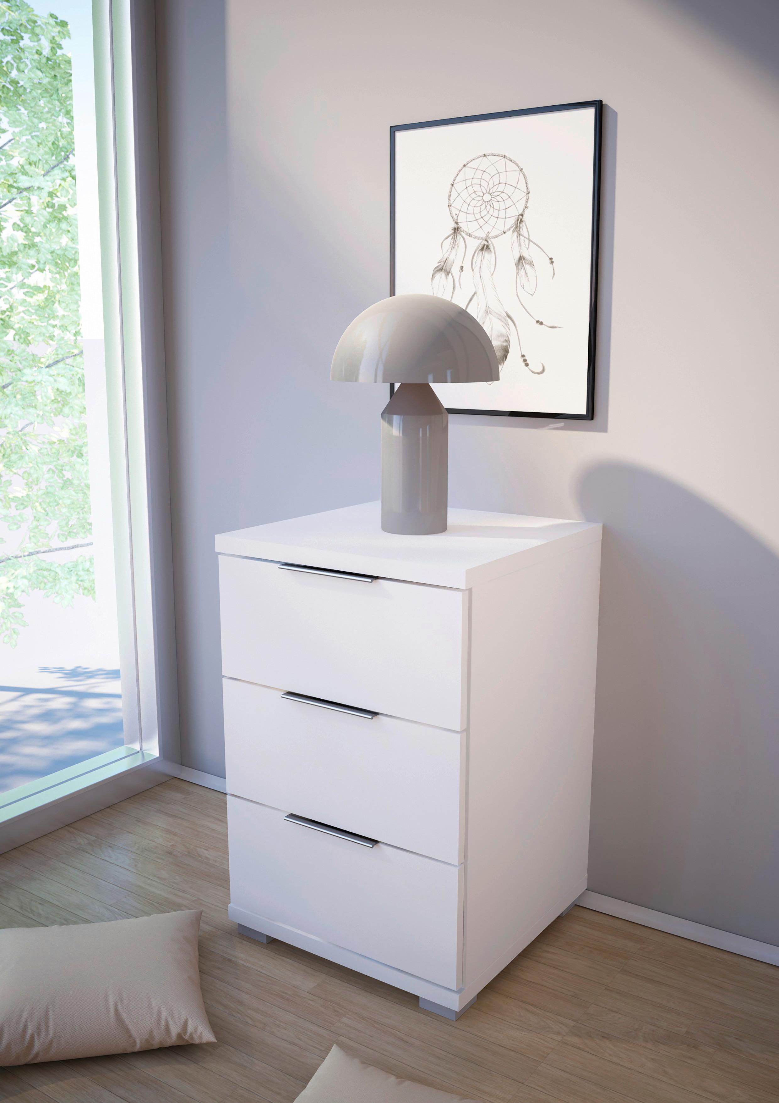 Nočný stolík biela výška 61 cm - biela/strieborná, Basics (46/61/42cm) - MID.YOU