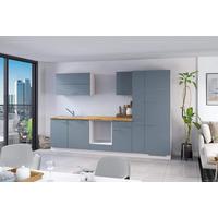 Küchenzeile Ip1200 Ohne Geräte 310 Cm Taupeblau - Blau/Eichefarben, Basics, Holzwerkstoff (310cm) - Impuls