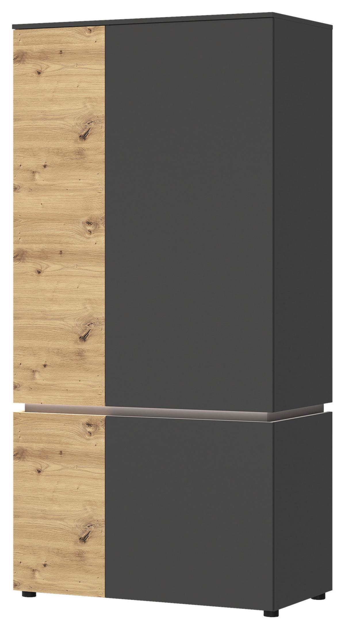 Schrank Luci Grau Eiche Artisan/Grau B: 95,4 cm - Eichefarben/Eiche Artisan, Trend, Holzwerkstoff (95,4/199/58cm) - MID.YOU
