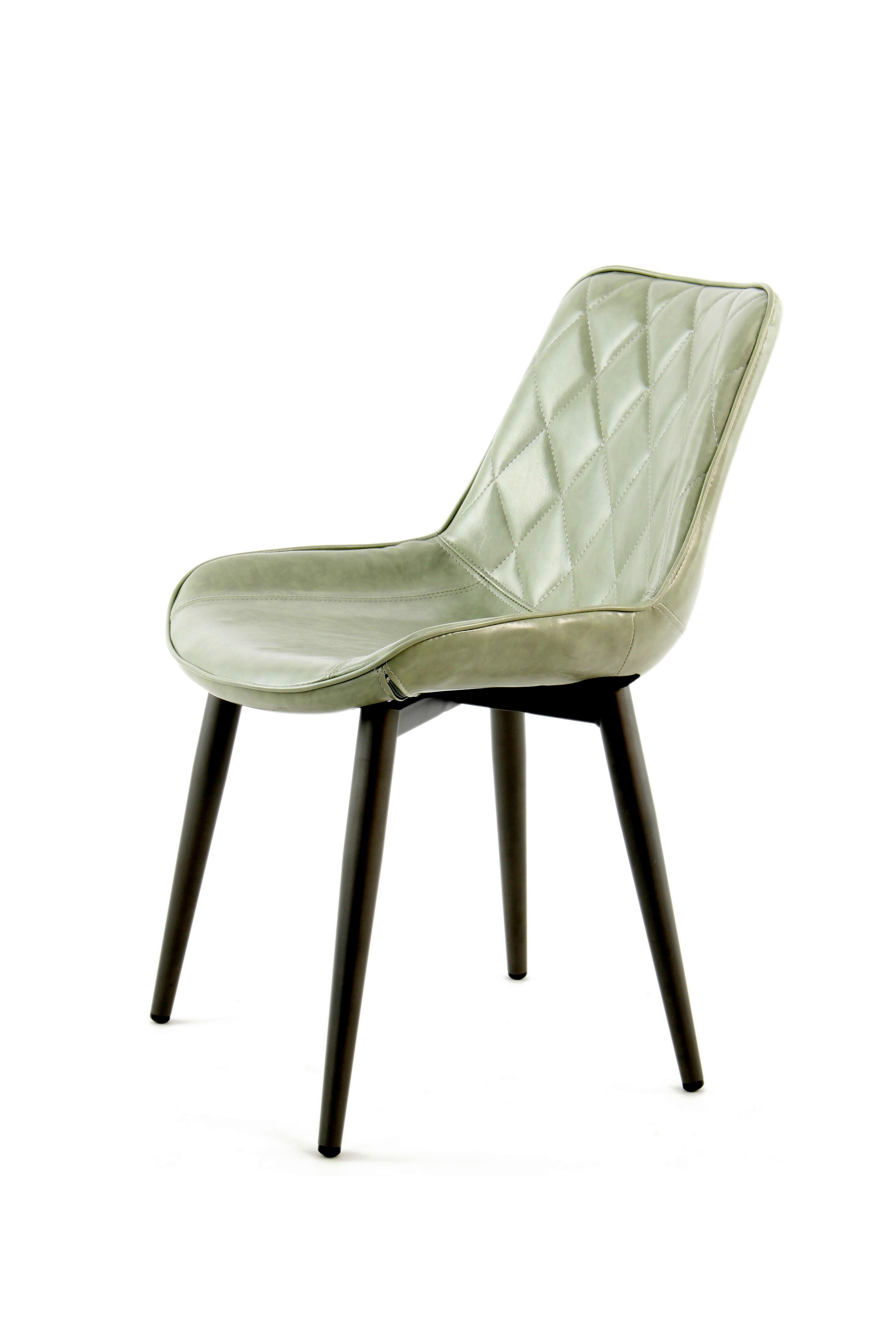 Esszimmerstuhl Cecil Hellgrün Gesteppt 2er-Set - Hellgrün, LIFESTYLE, Leder/Metall (51/80/60cm) - Kayoom