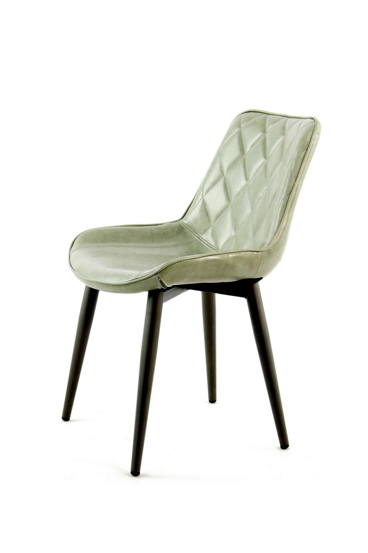 Esszimmerstuhl Cecil Hellgrün Gesteppt 2er-Set - Hellgrün, LIFESTYLE, Leder/Metall (51/80/60cm) - Kayoom