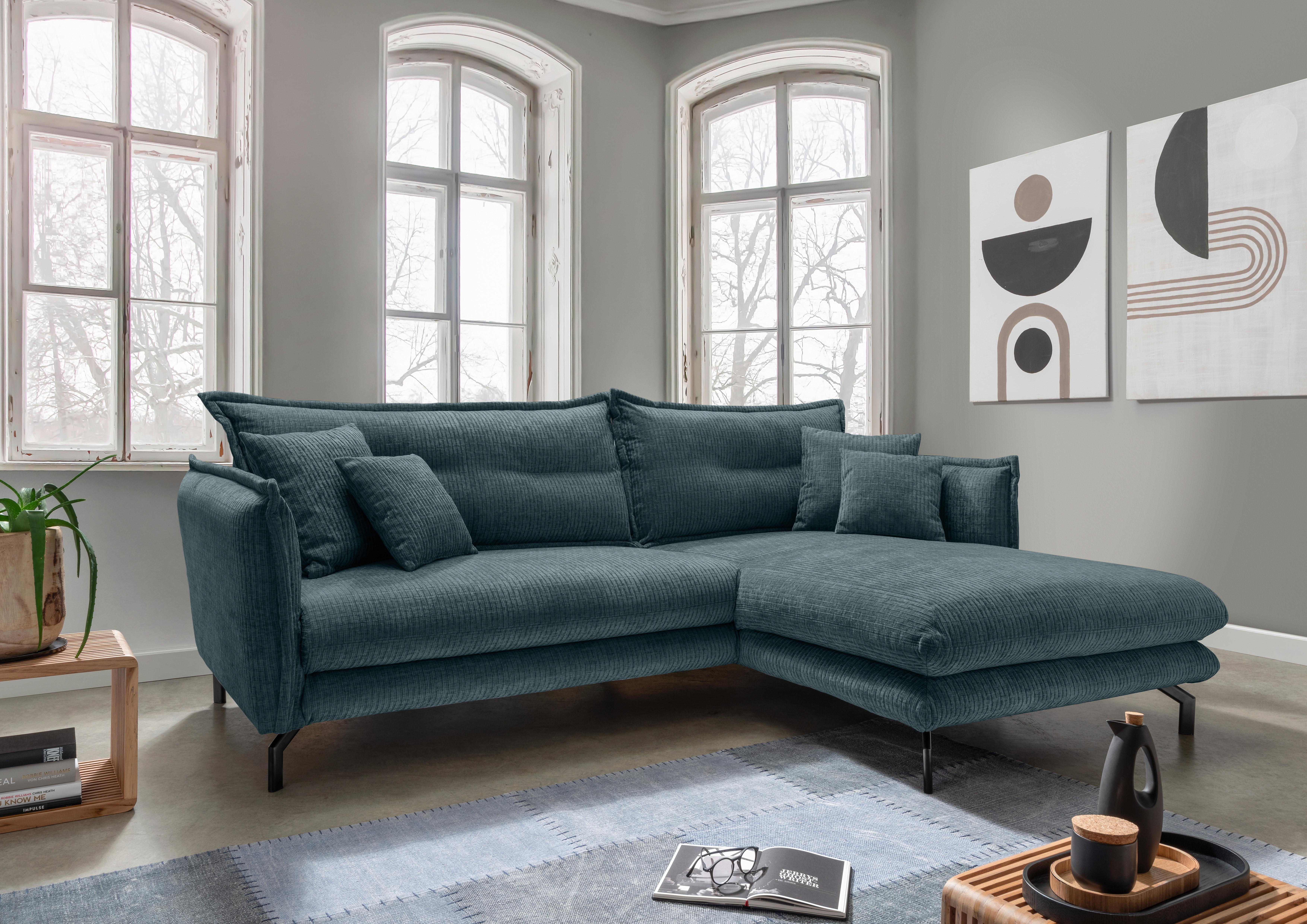 Ecksofa Lava - Blau/Schwarz, Design, Textil (255/180cm) - Livetastic