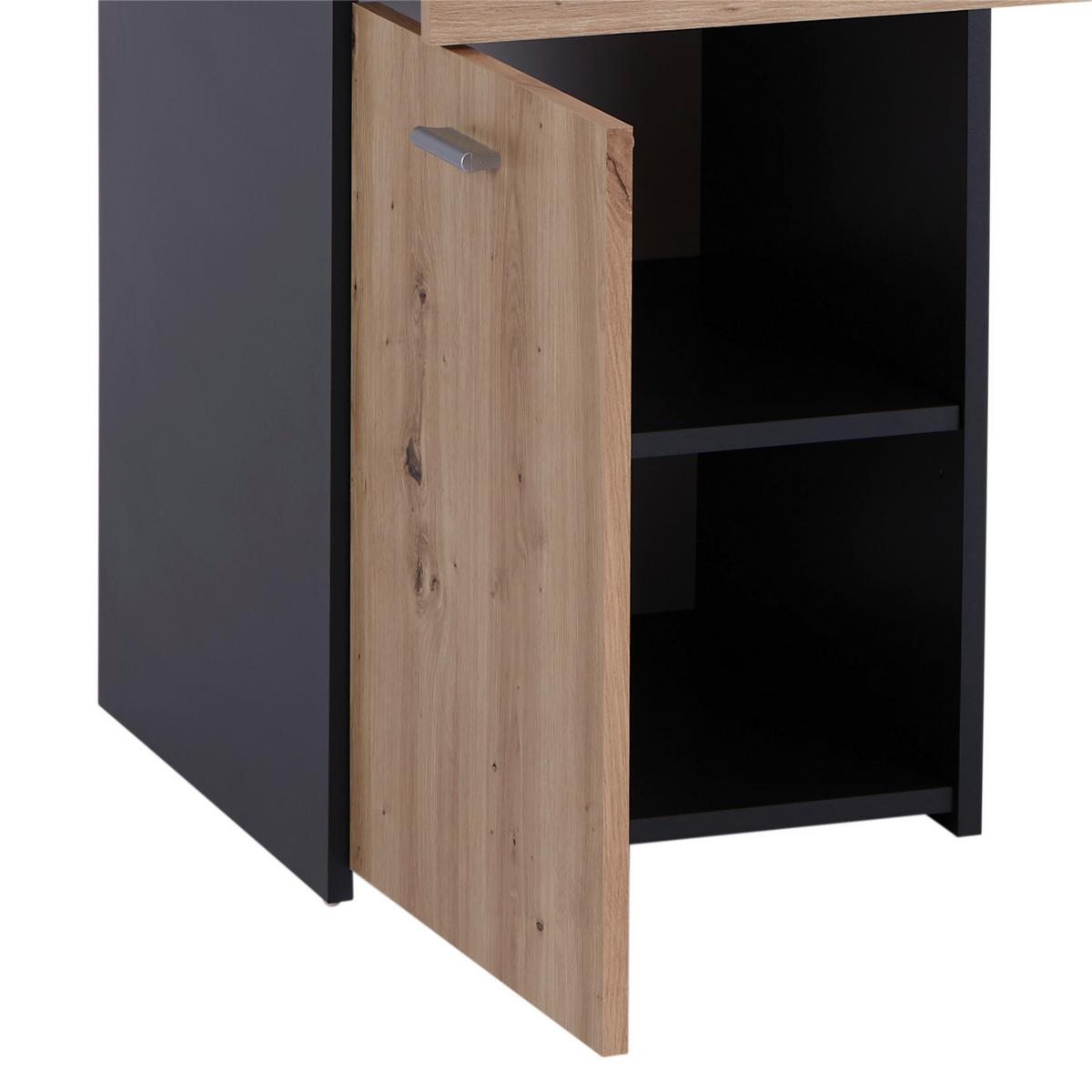 Písací stôl SIMON - antracitová/dub artisan, Modern, kompozitné drevo/plast (120/75,5/60cm)