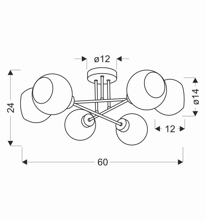 Deckenleuchte 36-21083 Amanda - Goldfarben/Schwarz, KONVENTIONELL, Metall (60/60/24cm)