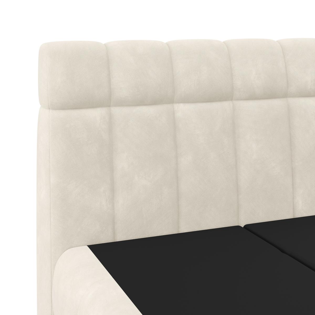 Boxspringbett Nobu O. Matratze Champagner, Lf: 140x200 cm - Champagner/Schwarz, Trend, Holz/Textil (140/200cm)