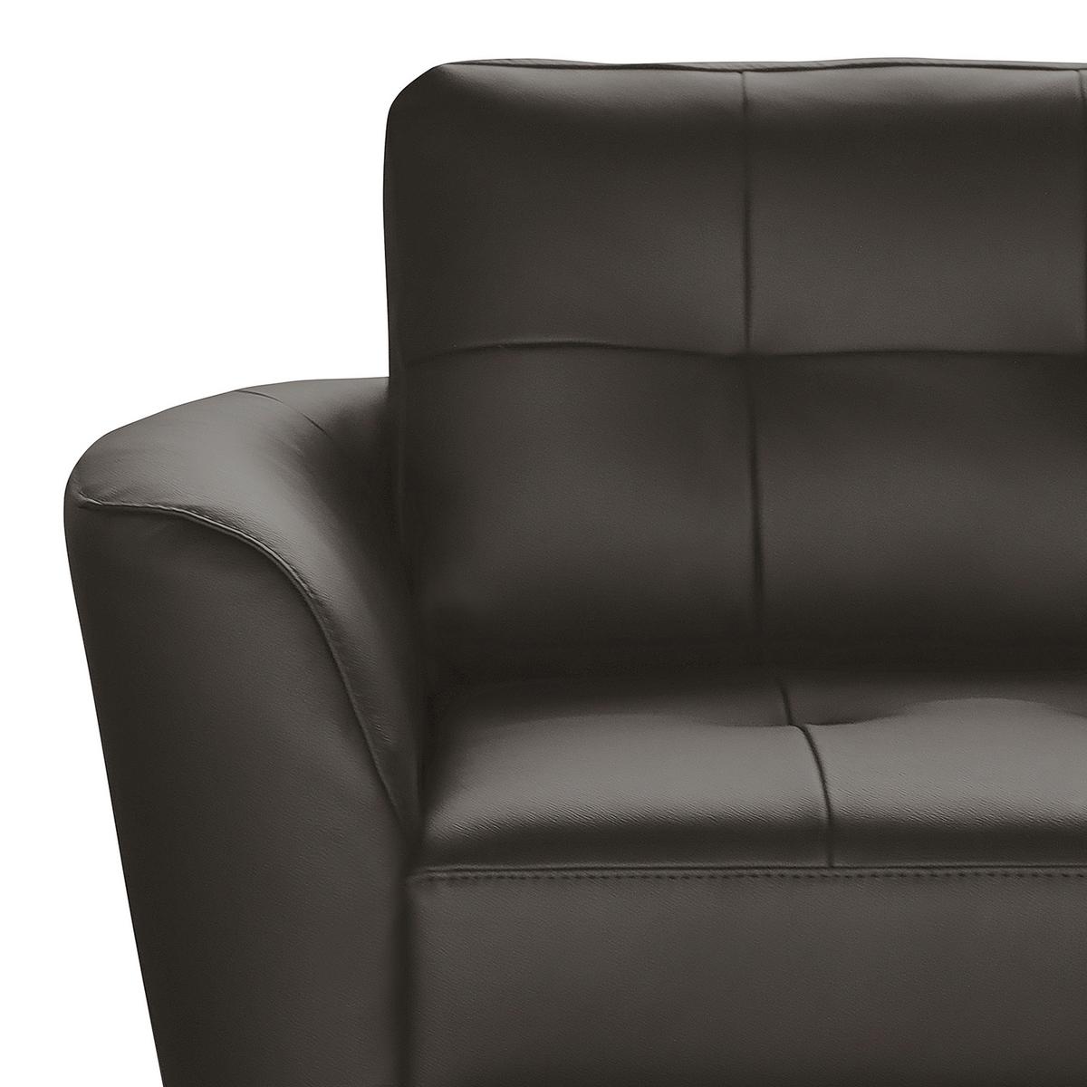 Ecksofa Nordic Dunkelbraun S: 236x190 cm - Dunkelbraun/Buchefarben, Design, Leder/Textil (236/190cm) - Livetastic