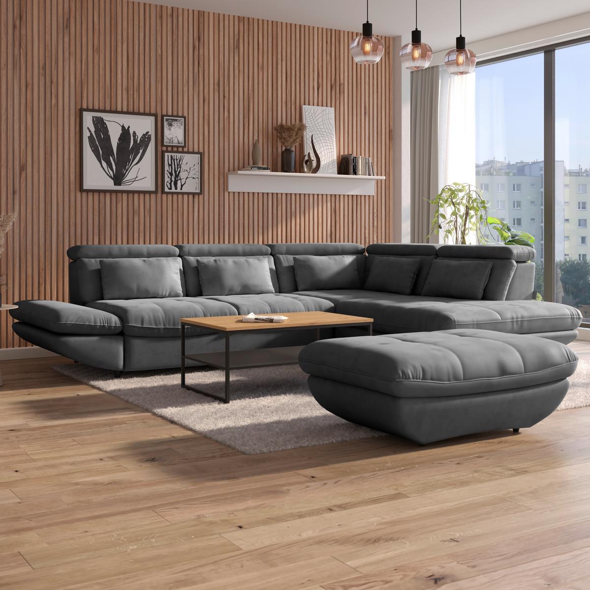 Hocker Park - Dunkelgrau/Schwarz, MODERN, Textil (107/75cm) - Luca Bessoni