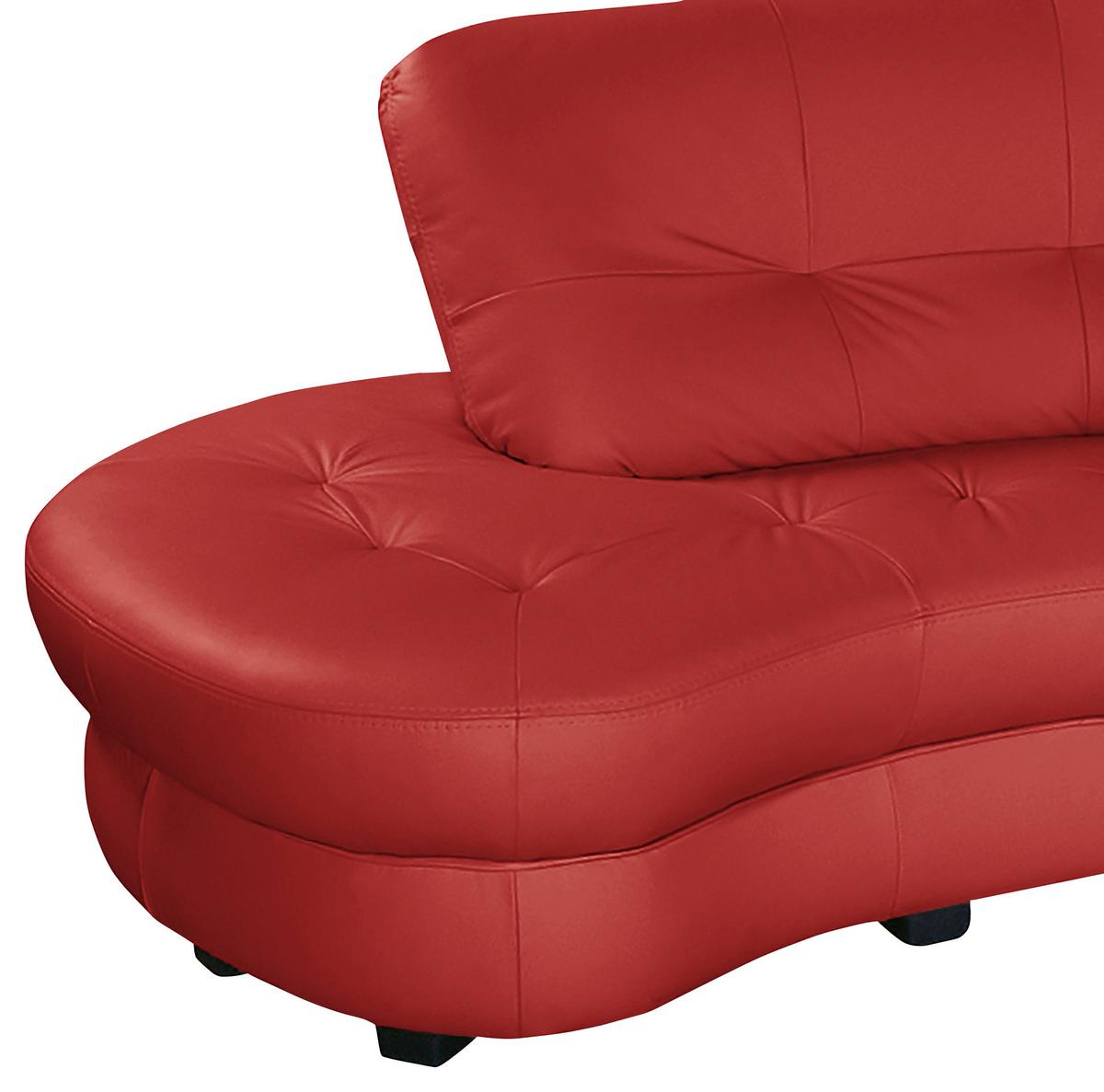 Ecksofa Bretania, Rot S: 113x300 - Rot/Schwarz, Design, Leder/Textil (113/300cm) - Livetastic