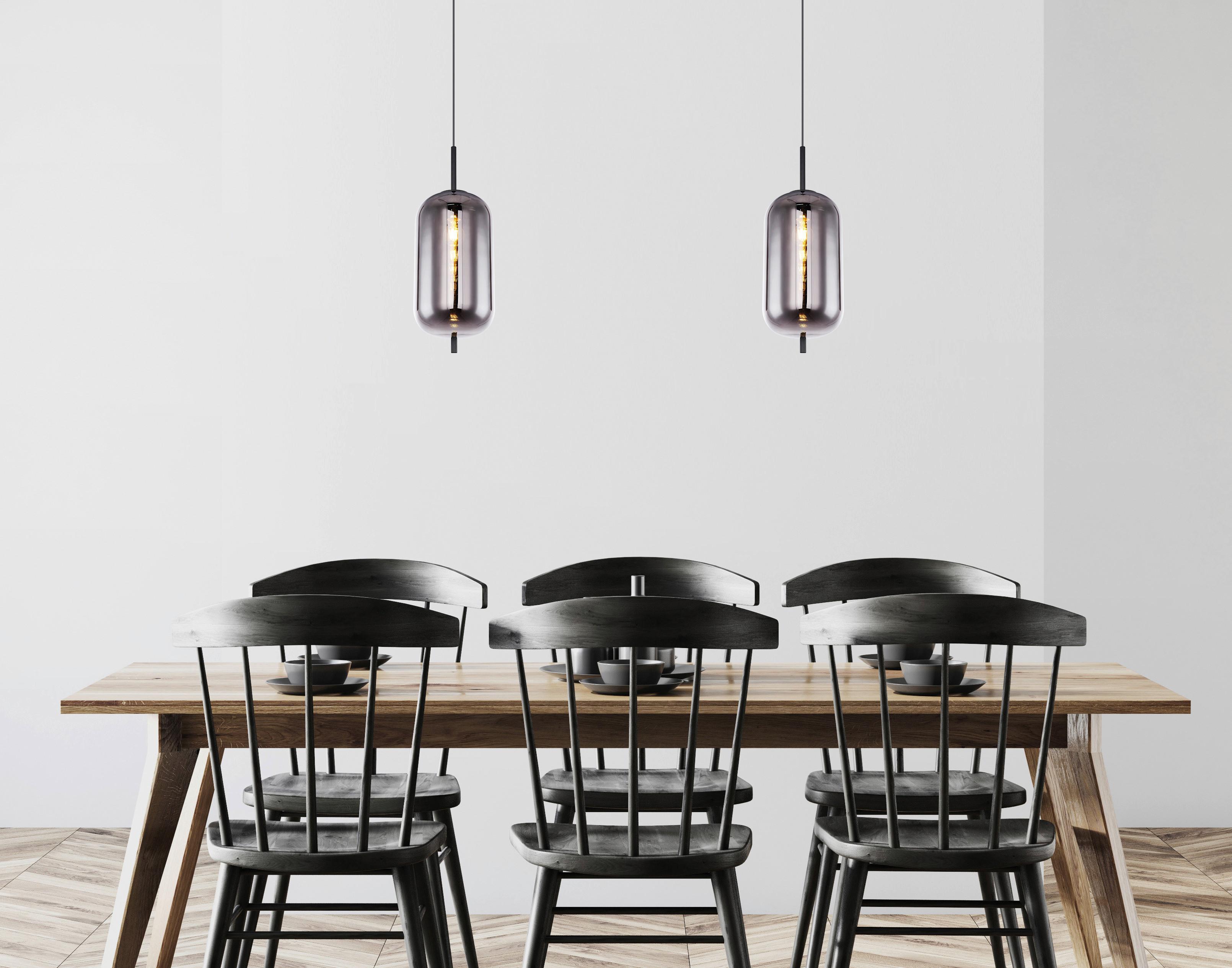 Hängeleuchte Blacky Ø 22 Cm 1-Flammig - Schwarz, Design, Glas/Metall (22/120cm) - Globo