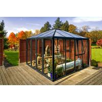 Premiumgewächshaus Fortuna Mit Pavillondach Schwarz - Schwarz, Basics, Glas/Kunststoff (317/264,5/321,5cm)