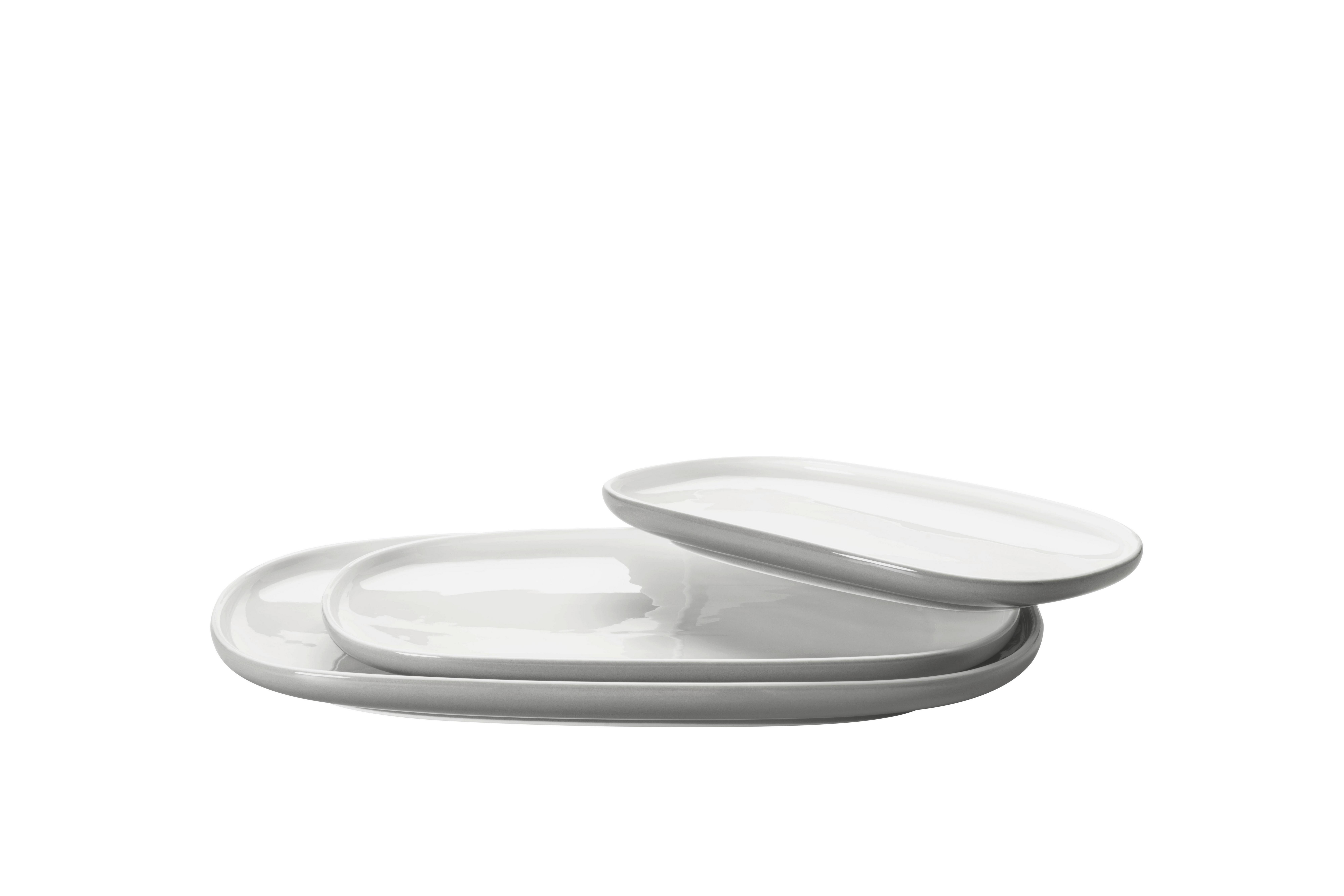 Servierplatte Isora Keramik Oval 3--Teilig. Grau Weiß - Weiß/Grau, Basics, Keramik - Mäser