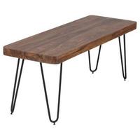 Lavice z masivního dřeva Bagli š: 160 cm - černá/barvy sheesham, Moderní, kov/dřevo (160/46/40cm) - MID.YOU