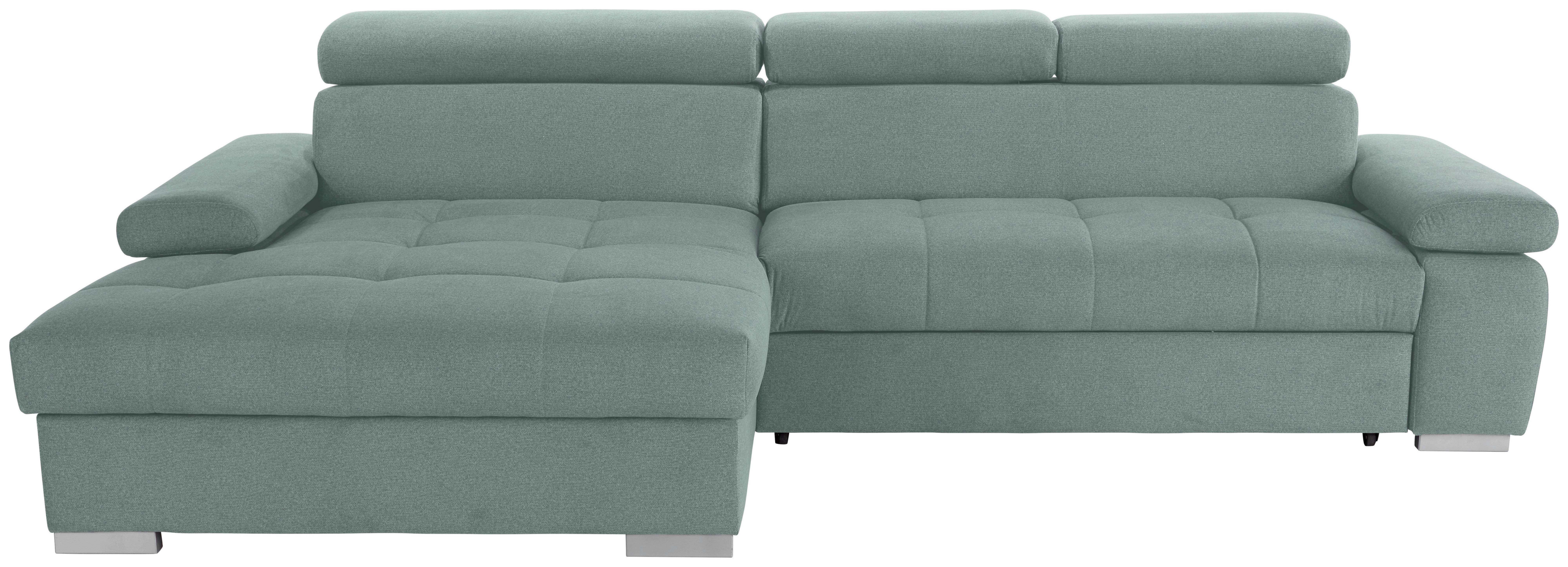 Ecksofa mit Bettkasten Perry Grün 292x183 cm - Silberfarben/Grün, Design, Textil (183/292cm) - Livetastic